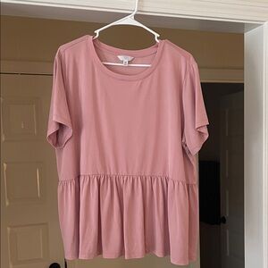 Time and Tru Women's Mauve Short Sleeve Peplum Top